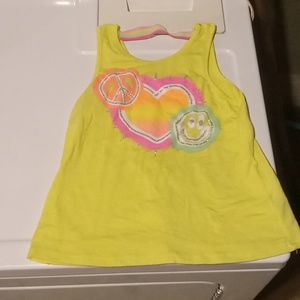 COPY - Yellow Tank top with elastic back heart peace sign and smile XS 4-5